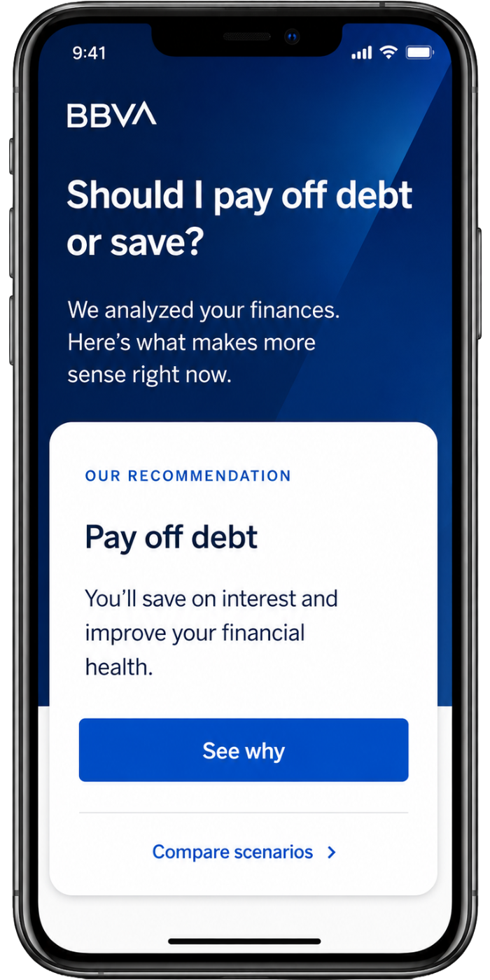BBVA guided decision screen
