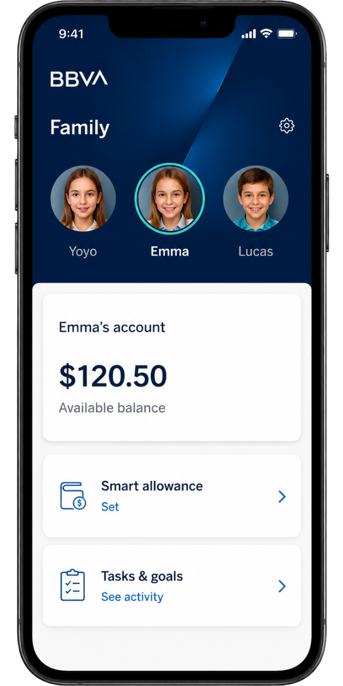 BBVA Family banking screen