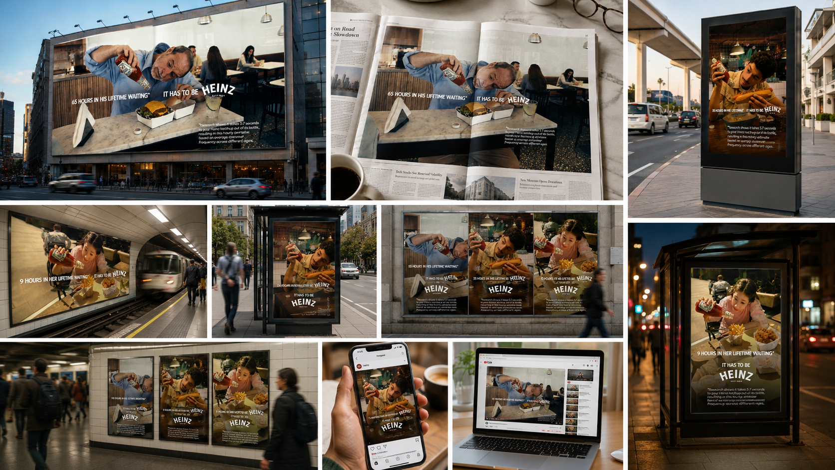 Heinz Hourz — the campaign across billboards, press, OOH, social and digital
