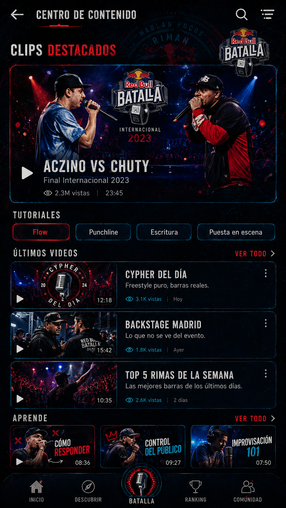 Centro de Contenido — Clips Destacados